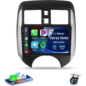 2+64G for Nissan Versa Note Radio 2014-2018 Car Radio with Wireless Carplay/Android Auto,Android Car Stereo 9 Inch Touch Screen GPS Navigation WiFi Bluetooth FM/RDS Mirror Link SWC+ Backup Camera&Mic