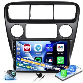 2+64G Android 13 Car Stereo for Honda Accord 6th 1998-2002 with Wireless CarPlay Android Auto, 9" Touchscreen in Dash GPS Radio with WiFi Mirror Link Bluetooth FM RDS EQ SWC Backup Camera