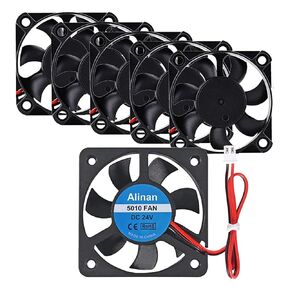 Alinan 6pcs 5010 24V Sleeve Bearing Silent Cooling Fan 50mm DC 24V 0.08A Quiet DC Brushless Cooling Fan for 3D Printer with 2Pin Wire
