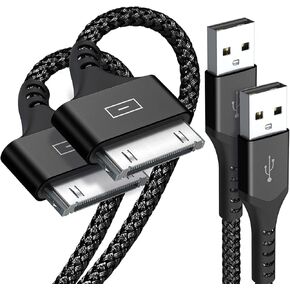 1Pack USB to 30 Pin Charger Cable Nylon Braided Charging Cord 6.56ft USB Sync Charging Cord i-Phone Compatible for 4 4s 3G 3GS iPad 1 2 3 iPod Touch Nano (1 PCS)