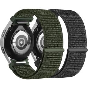 Samsung Galaxy Watch 7 FE 6 5 4 Band - 2 Pack Nylon Loop Band, 20mm One Click, 40mm 44mm/47mm 43mm/45mm/46mm 42mm