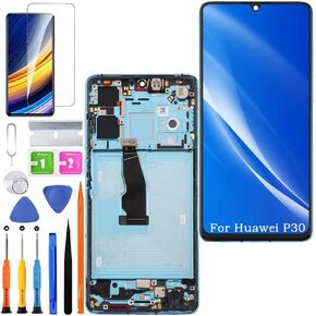 Screen Replacement for Huawei P30 TFT, ELE-L29 ELE-L09 ELE-AL00 LCD Touch Panel Display Digitizer Assembly Repair Parts with Kit（Aurora with Frame,Without Fingerprint）