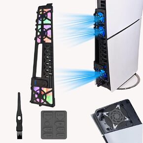 Cooling fan for ps5 Slim ps5 pro,auto controlled on/off controlled silent fan,dust-proof mesh,port dust plugs, manual adjustment,compatible with digital and disc edition. (Not PS5 2020 model)