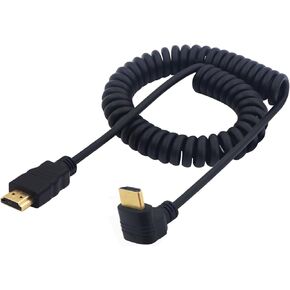 Right Angle HDMI Coiled Cable 270 Degree HDMI Male to HDMI Male Spring Spiral Cord High Speed Supports 4K 60Hz 1080P Compatible for TV PC Laptop (Upward Angle) in Kuwait