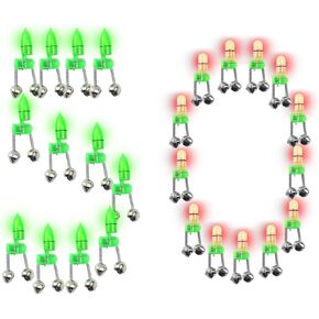 Hlogree 50pcs LED LED Night Fishing Rod Bell Bell with Dual Ring Bells Complising Compansitory صيد أسماك الملحقات البطيئة جرس الجرس نصيحة لصيد الأسماك (20 باللون الأحمر ، 20 أخضر ، 10 أزرق)