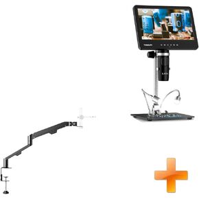 TOMLOV AM06 Flexible Arm Digital Microscope Stand, Lightweight Adjustable Mic Desk Mount Stand with Cable Management+DM601