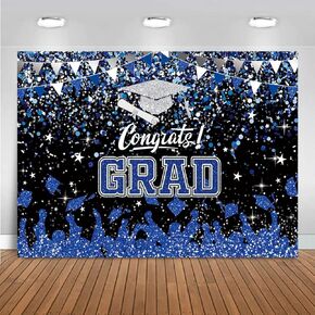 7x5ft 2025 Graduation Backdrop for Photography Class of 2025 Blue Congrats Grad Photo Background Prom Party Banner Decorations