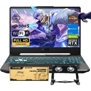 ASUS TUF A15 VR-Ready Gaming Laptop, 15.6" FHD 144Hz, AMD Ryzen 7 7435HS, NVIDIA GeForce RTX 3050, 32GB DDR5 RAM, 1TB SSD, Backlit KB, RJ-45, Bundle with PCO Notebook Fold Radiator, Cooler