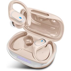 Wireless Earbuds Bluetooth Headphones 80Hrs Playtime Ear Buds IPX7 Waterproof Sports Earphones Wireless Charging Case Over-Ear Earhooks Headest Khaki