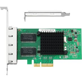 PCIe Network Card, 1Gb Ethernet Network Adapter, PCI Express X4, 10/100/1000Mbps Gigabit Quad RJ45 Ports Adapter Converter, with Intel I350 Chip for Windows/Windows Server/Linux