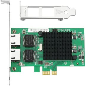 PCIe Network Card, 1Gb Ethernet Network Adapter, PCI Express X1, 10/100/1000Mbps Dual RJ45 Ports Adapter Converter, with Intel 82576 Chip for Windows/Windows Server/Linux
