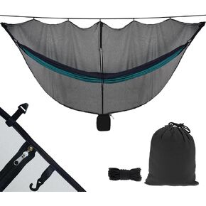 Hammock Bug Net - XL Mosquito Net for Hammock, Ultralight Portable Netting, Easy Access Double Sided Zippers, 360 Degree Protection for Camping & Yard, with Attached Stuff Sack, Black