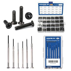 NINDEJIN 720 PCS M1.4/1.7/2/2.5/3 Laptop Computer Screws Kit+6PCS Flathead & Phillips Screw Precision Screwdriver Set