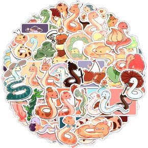 Geyee 200 Pcs Snake Stickers Pack Bulk Snake Party Favors Waterproof Cute Vinyl Serpent Stickers Cartoon Serpent Laptop Decals for Water Bottles Skateboard Computer Scrapbook