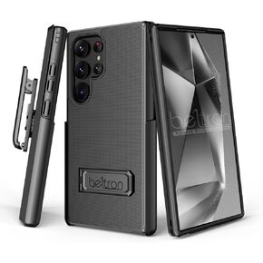 Case with Belt Clip for Samsung Galaxy S25 Ultra, BELTRON Slim Protective Dual-Layer Full Body Grip Case & Swivel Belt Holster with Kickstand/Card Holder