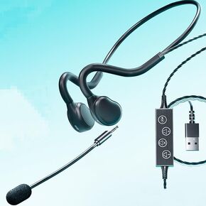 USB Gaming Headset with Noise Canceling Microphone, Over-Ear Design, Inline Volume Control, Black