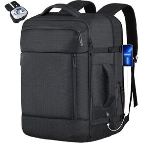 TOTWO Travel Backpack, Extra Large Backpack, Carry On Backpack, 45L Expandable Flight Approved Suitcase Luggage Water Resistant Daypack Weekender Bag Fits 17 Inch Laptop, Travel Gifts for Men, Black