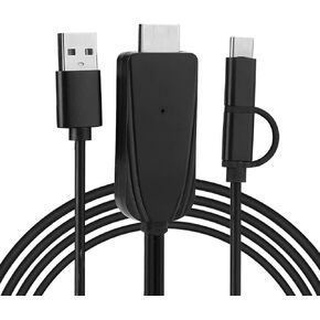 Pissente USB Type C to HDMI Adapter Cable, 1080P HD Bluetooth Same Screen Cable Video Audio Output Digital Converter HDTV Mirroring Charging Cable for Display Equipment