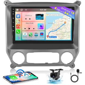 for Chevrolet Chevy Silverado GMC Sierra 2014-2018 Radio, 8 Core 4+64GB Android 13 Car Stereo with Wireless Apple Carplay Android 10.1 Inch IPS Touchscreen Auto GPS WiFi 32EQ DSP Backup Cam
