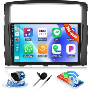 2G+64G Car Radio for Mitsubishi Pajero 2006-2014 Montero 2008-2017 with Wireless CarPlay Android Auto, Android 13 Head Unit, 9" Touch Screen Car Stereo with Bluetooth, GPS, WiFi, HD Backup Camera