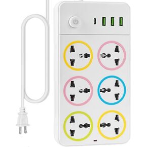 Cruise Essentials,6 Ft Power Strip with 3 Outlets and 3 USB Ports(1 USB C), Non Surge Protector for Cruise Ship, Travel, Home Office, ETL Listed, White (5FT)