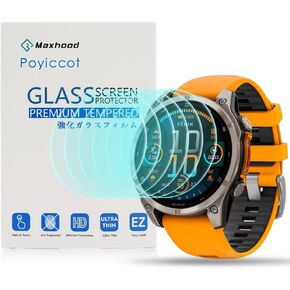 Poyiccot 6Pack Screen Protector Compatible for Garmin Fenix 8 51mm Amoled/Fenix 8 51mm Solar, 9H Hardness Waterproof Clear Film Compatible for Fenix 8 51mm Amoled/Fenix 8 51mm Solar Accessories