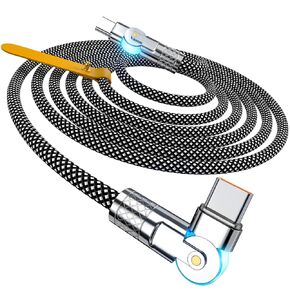240W USB C to USB C Cable 10FT – Braided 180° Rotating Type-C Fast Charging Cable for iPhone 16/15, MacBook, iPad – Black