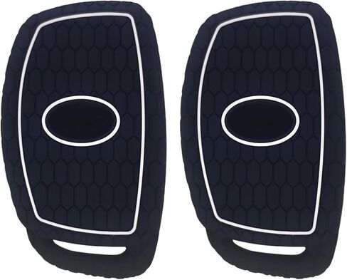 Silicone Key Fob Cover Remote Keyless Case Protector Compatible with Hyundai Elantra Elantra GT Ioniq Sonata Tucson 2016-2021 (Flip Fob Not Fit - 4 Buttons Black & Pink) in Kuwait