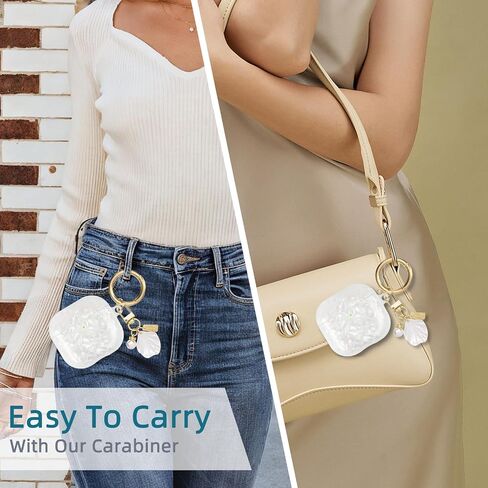 Compatible with AirPods 4 Case Cover 2024,Soft TPU with Shell Pattern for AirPods 4th Generation Case with Pearl Shell Keychain and Cleaning Kit for Girls Women (White) in Kuwait