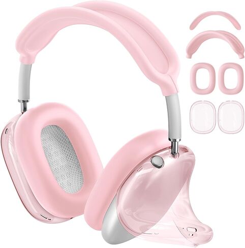 Airpod Max Ear Covers, Silicone Case Cover for Apple AirPods Max (2024/2020), Anti-Scratch Sweat-Proof Headband Cover/Ear Pad Covers/Ear Cups Cover, Accessorie Protector for AirPods Max (Pink) in Saudi Arabia