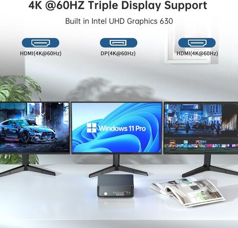Mini PC مع Core I9-9880H 2.3 حتى 4.8 جيجا هرتز ، 64G DDR4 1T SSD ، Windows 11 Pro Desktop Computer ، DP*1 ، HDMI*2 4K@60Hz Display ، Optical ، Dual Lan ، Wifi6e/Bt5.3 ، Vesa in Kuwait
