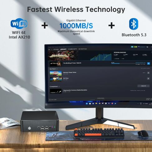 Mini PC مع Core I9-9880H 2.3 حتى 4.8 جيجا هرتز ، 64G DDR4 1T SSD ، Windows 11 Pro Desktop Computer ، DP*1 ، HDMI*2 4K@60Hz Display ، Optical ، Dual Lan ، Wifi6e/Bt5.3 ، Vesa in Kuwait