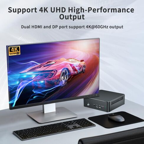 Mini PC مع Core I9-9880H 2.3 حتى 4.8 جيجا هرتز ، 64G DDR4 1T SSD ، Windows 11 Pro Desktop Computer ، DP*1 ، HDMI*2 4K@60Hz Display ، Optical ، Dual Lan ، Wifi6e/Bt5.3 ، Vesa in Kuwait
