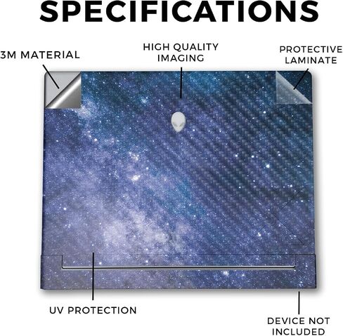 Glossy Glitter Laptop Skin متوافق مع Alienware X16 R2 (2024) - Golden Stars - Premium 3M Vinyl Protction Wrap Cover - من السهل تطبيق | مصنوع في الولايات المتحدة الأمريكية من قبل Mayyskins in Kuwait