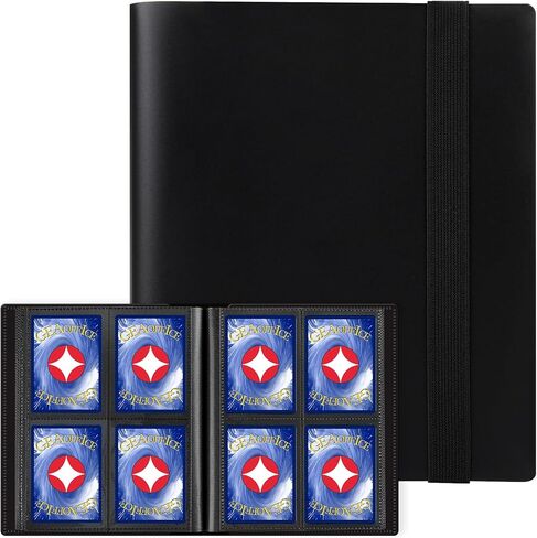 GEAoffice Card Binder - 4 Pocket Trading Card Collection Album Folder - 160 Side Loading Pocket Binder for TCG, MTG, Yugioh - Gifts for Card Collectors (All Black) in Kuwait