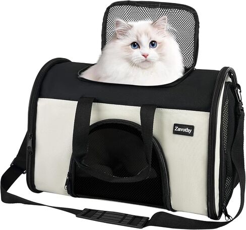 Zavothy TSA Airline Approved Soft-Sided Pet Carrier for Small to Medium Cats and Puppies, Up to 15 Lbs – Collapsible Travel Carrier for Dogs & Cats, Grey in Saudi Arabia