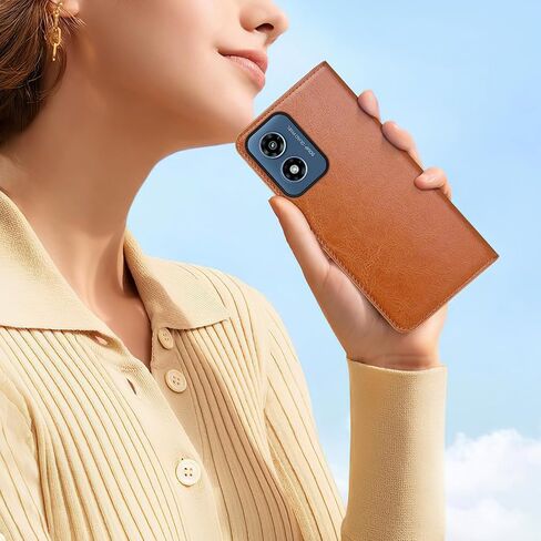 for Moto G 5G 2024/G Play 2024 Phone case[RFID Blocking Leather],[3 Credit Card Slot] Flip Folio Book Shockproof Protector,Holder Stand Wallet,Women Men for Moto G 5G 2024 Cover,Light Brown in Saudi Arabia