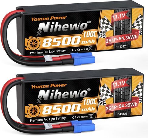 2S بطارية ليبو 8500 مللي أمبير 7.4 فولت RC حافظة صلبة 100C مع موصل EC5 متوافق مع Arrma Axial 1/8 1/10 مقياس RC مركبة سيارة شاحنة عربات التي تجرها الدواب بدون طيار قارب نماذج RC (عبوتان) in Saudi Arabia