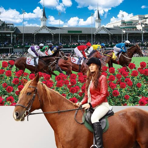 Kentucky Derby Backdrop Red Rose Garden Racecourse Photography Background Horse Racing Run for The Roses Banner Kentucky Derby Party Decorations Supplies (7x5FT: 84x60 inch) in Saudi Arabia