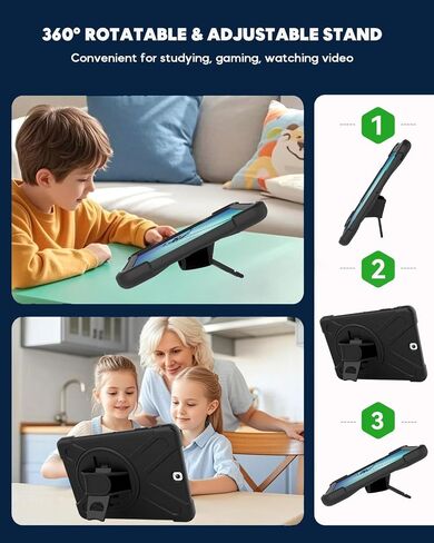 بالنسبة إلى Microsoft Surface Pro X Case 2021/2020/2019 - عرض زاوية متعددة Kickstand Handle Hand Strap تحمل غطاء أعمال حزام الكتف من طراز Surface Pro X ، Black ، Black in Kuwait