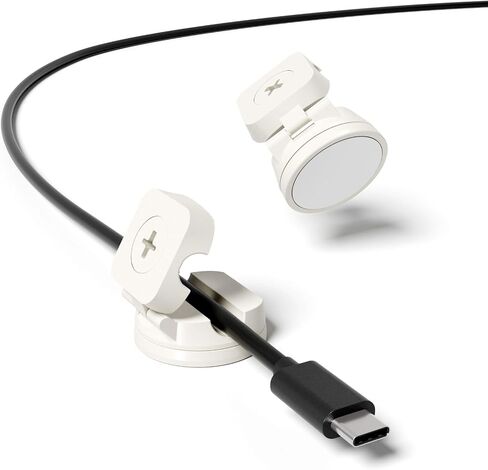 Magnetic Cable Holder, 360° Rotatable Desktop Cord Organizer with Adjustable Slot, Cable Management Clip for Home and Office (White Nano Adhesive) in Saudi Arabia