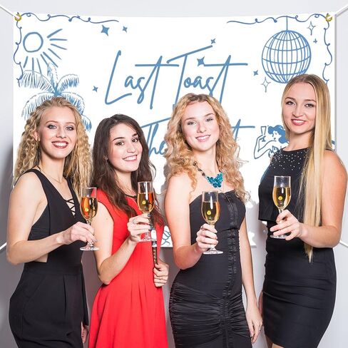 Last Toast on The Coast Backdrop - Coastal Bachelorette Party, Retro Summer Beach Bachelorette Decorations, Beach Bach Hen Party Wedding Engagement Party Decorations, 72.8 x 43.3 Inch in Saudi Arabia