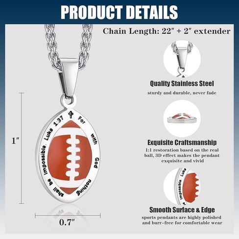 الكتاب المقدس الآية كرة القدم كرة السلة البيسبول كرة القدم قلادة للرجال النساء 𝐁𝐨𝐲𝐬 𝐆𝐢𝐫𝐥𝐬، الكتاب المقدس ملهمة الصلاة الكرة قلادة سلاسل الإيمان الديني الهدايا المسيحية بارد الرياضة مروحة المجوهرات in Kuwait