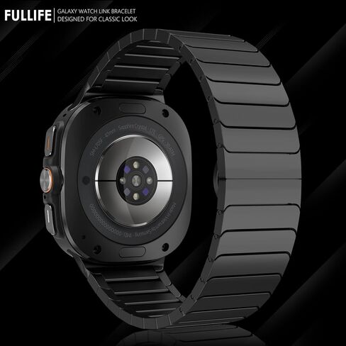 FULLIFE 24mm Wide Metal Bands Compatible with Samsung Galaxy Watch Ultra Bands 47mm Accessories for Men Women, Stainless Steel Link Folding Clasp No Gap Strap for Galaxy Watch 7 Ultra(47mm, Titanium) in Kuwait
