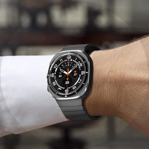 FULLIFE 24mm Wide Metal Bands Compatible with Samsung Galaxy Watch Ultra Bands 47mm Accessories for Men Women, Stainless Steel Link Folding Clasp No Gap Strap for Galaxy Watch 7 Ultra(47mm, Titanium) in Kuwait