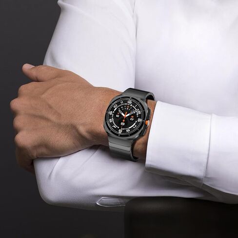 FULLIFE 24mm Wide Metal Bands Compatible with Samsung Galaxy Watch Ultra Bands 47mm Accessories for Men Women, Stainless Steel Link Folding Clasp No Gap Strap for Galaxy Watch 7 Ultra(47mm, Titanium) in Kuwait