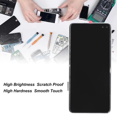 for Galaxy S10 Plus TFT Screen Replacement with Frame, Touch Display Digitizer Assembly Repair Parts, Full Repair Tools Included,No Fingerprint Unlock Function (Silver), Generic8bopgxqv9g-12 in Kuwait