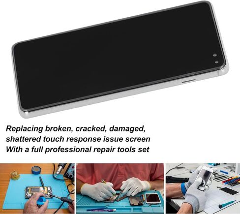 for Galaxy S10 Plus TFT Screen Replacement with Frame, Touch Display Digitizer Assembly Repair Parts, Full Repair Tools Included,No Fingerprint Unlock Function (Silver), Generic8bopgxqv9g-12 in Kuwait