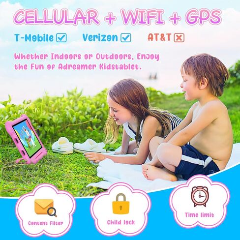 ADREAMER Kids Tablet 10 inch Android 13 Toddler Tablet Octa Core 64GB+128GB, Cellular+WiFi+GPS, with Parental Control, Pre-intalled iWaWa, EVA Case, 10-hr Battery, HD Display. in Saudi Arabia