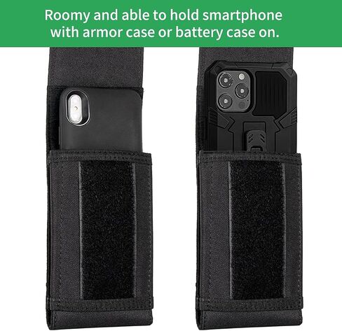 bvya Adjustable Tactical Molle Phone Pouch Holster Belt Carrying Case Cover for iPhone 16 Pro Max/16 Pro/16/15 Pro Max/15 Pro/14 Pro Max/13 Pro Max in Kuwait